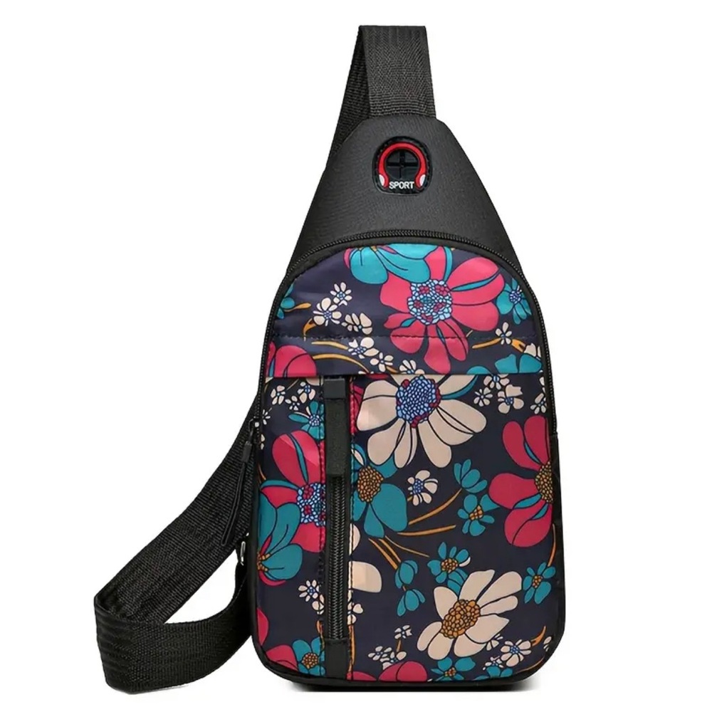 1pc Chest Bag, Sports Nylon Waist Bag, Casual Zipper Commute Chest Bag